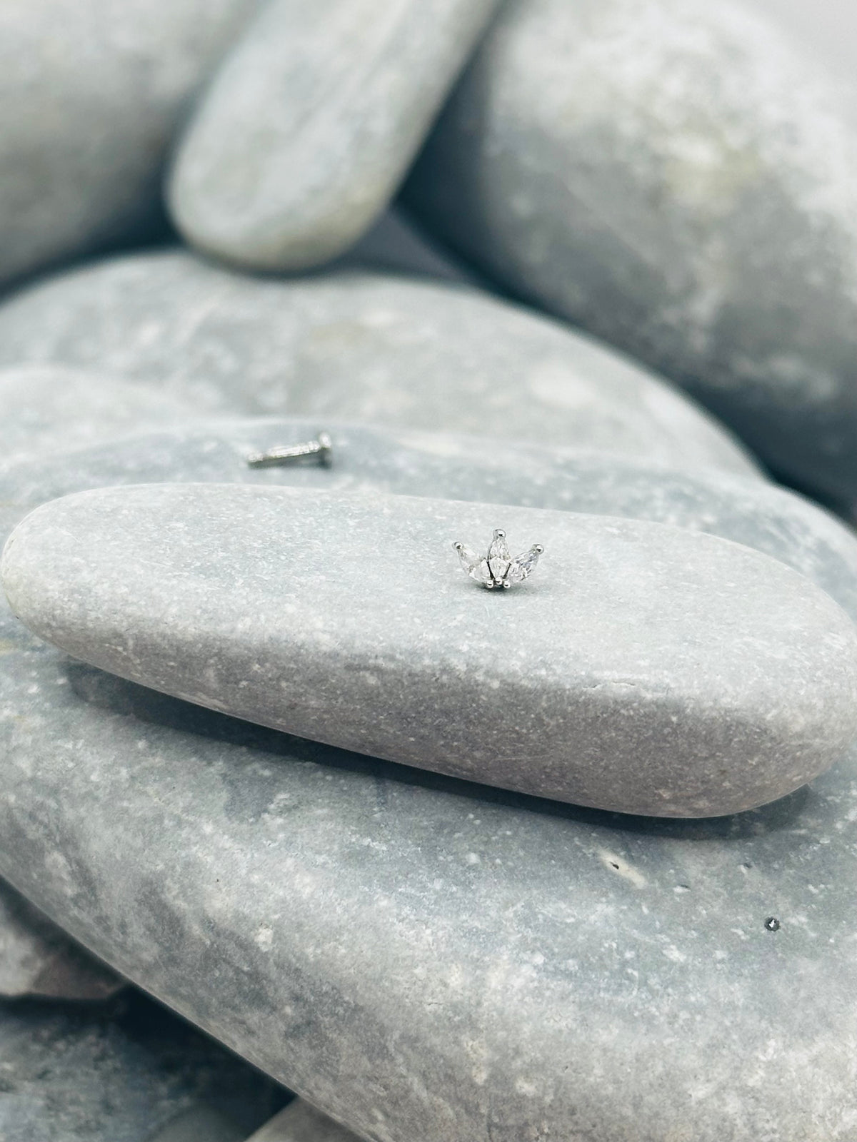 Silver Trinity Marquise Threadless End with Titanium Post