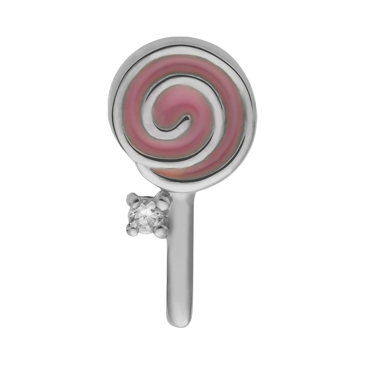 14k White Gold Lolly Threadless End with Titanium Post