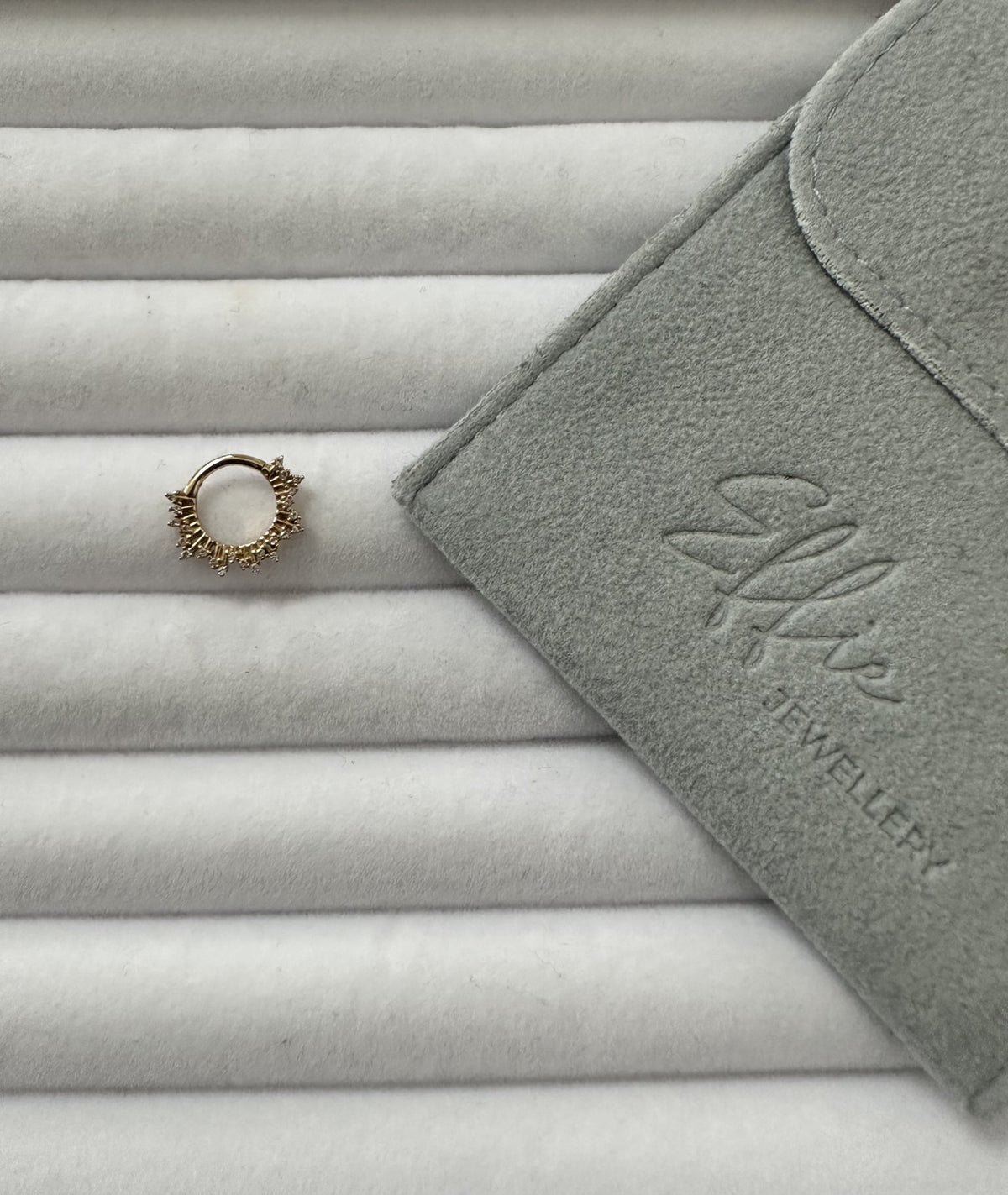 14k Yellow Gold Clicker with Cubic Zirconia